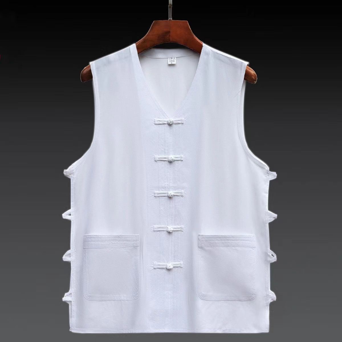 Summer Men's Cotton Linen Vest, Cotton Linen Tank Top, Undershirt, Retro Chinese Style Jacket with Frog Buttons, Sleeveless Old Man Shirt