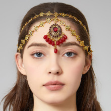 民族风复古欧美时尚头饰中东设计感水滴吊坠发饰异域风情小众头链