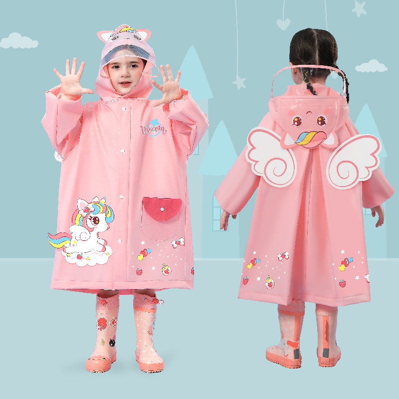Children's raincoat girls' unicorn baby kindergarten children's large size rain boots suit 4 years old Korean style
