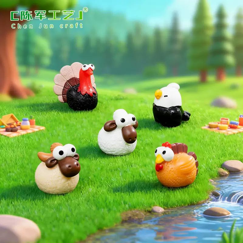 ของตกแต่งแนวคิดสร้างสรรค์ รูปไก่งวง แกะ ตาโต ขนาดเล็ก ของประดับ DIY ชิ้นเล็กสำหรับตั้งในรถ