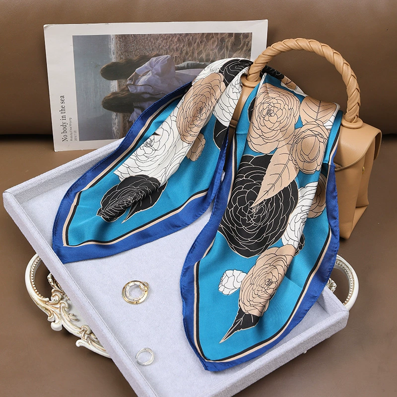 Fashionable scarf, universal silk retro neckerchief, high-quality style, thin weaving