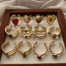 复古欧美多层设计戒指轻奢小众设计开口可调椭圆形个性戒指手指环