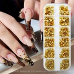 跨境亚马逊金银半圆珍珠美甲饰品亚克力金属平底金银珍珠指甲装饰