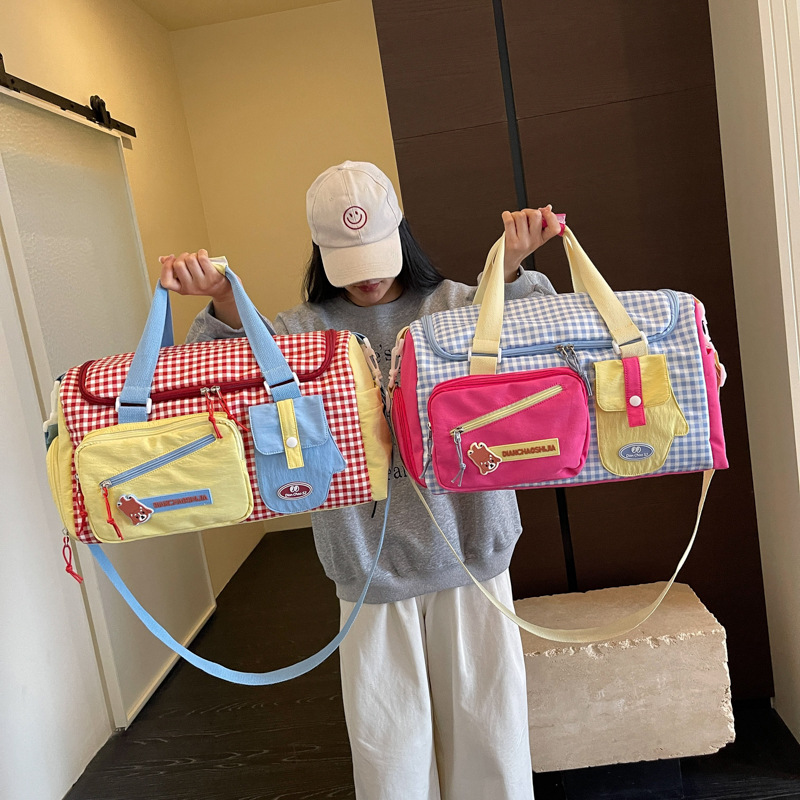 Large-capacity travel bag for fitness, short trips, business trips, hand luggage bag for women, can be attached to a trolley, maternity storage bag