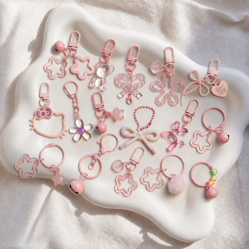 DIY beaded pendant in pink tones, semi-finished handmade keychain ring, hanging buckle accessory materials, mobile phone lanyard chain DIY beaded pendant in pink tones, semi-finished handmade keychain ring, hanging buckle accessory materials, mobile phone lanyard chain