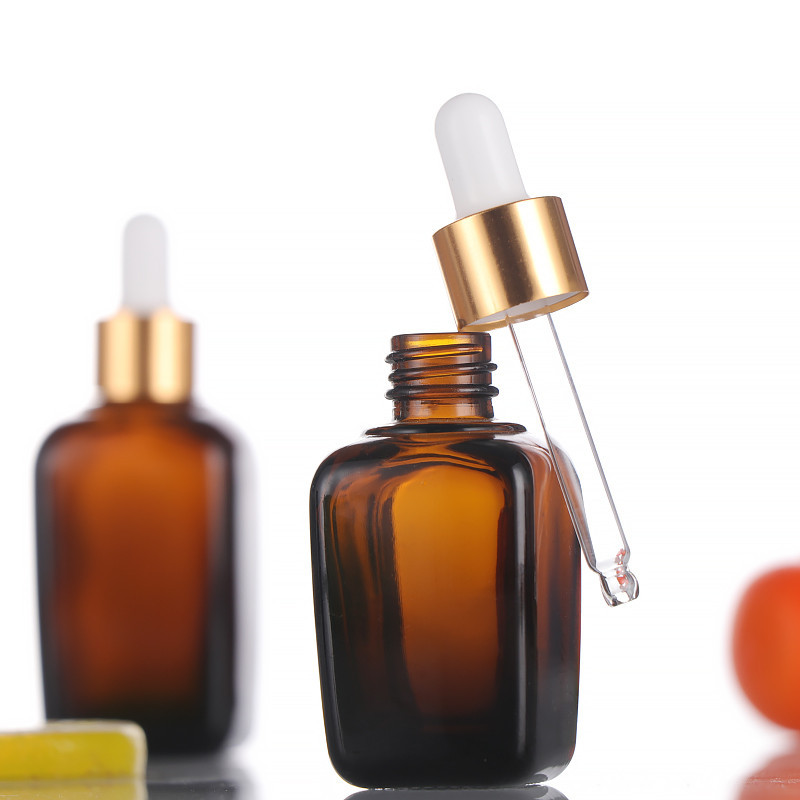 现货避光茶色10ml20ml30ml方形精油玻璃滴管瓶化妆品分装瓶香水瓶