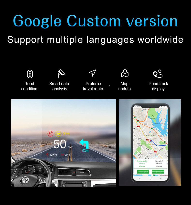 Car HUD Head-Up Display GPS Overspeed Alarm Mileage Statistics Head-Up Display High-Definition Multifunctional Instrument