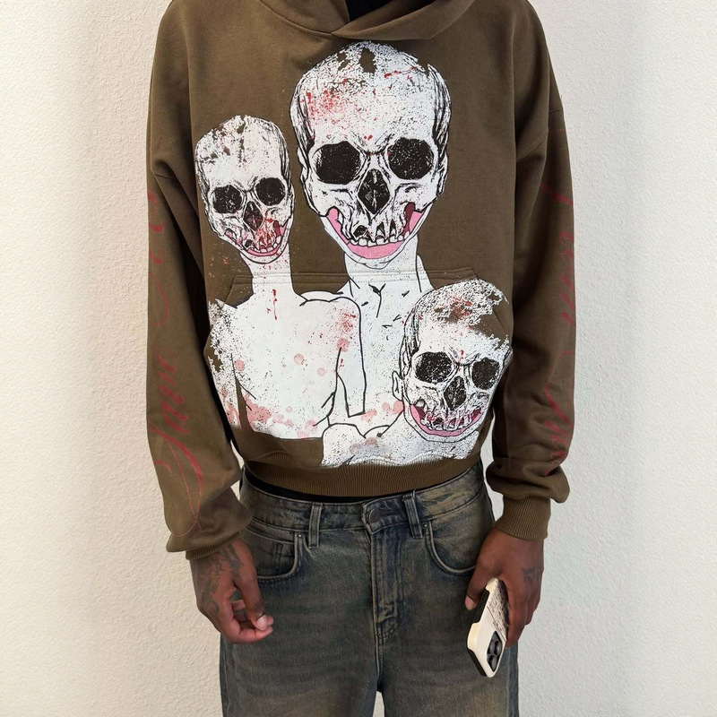 Y2K Personalized Ins European and American Style Printed Crop Top Gothic Hip-Hop Retro Punk Loose-Fitting Unisex Sweatshirt Y2K Personalized Ins European and American Style Printed Crop Top Gothic Hip-Hop Retro Punk Loose-Fitting Unisex Sweatshirt