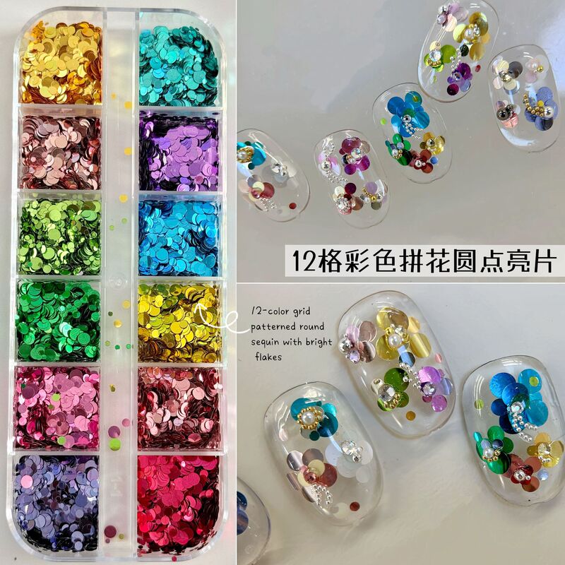 Colorful Mosaic Dot Sequins for Nail Art, Mixed Sizes, Trendy Small Flower Dots, Wearable Nails, DIY Handmade Decorations