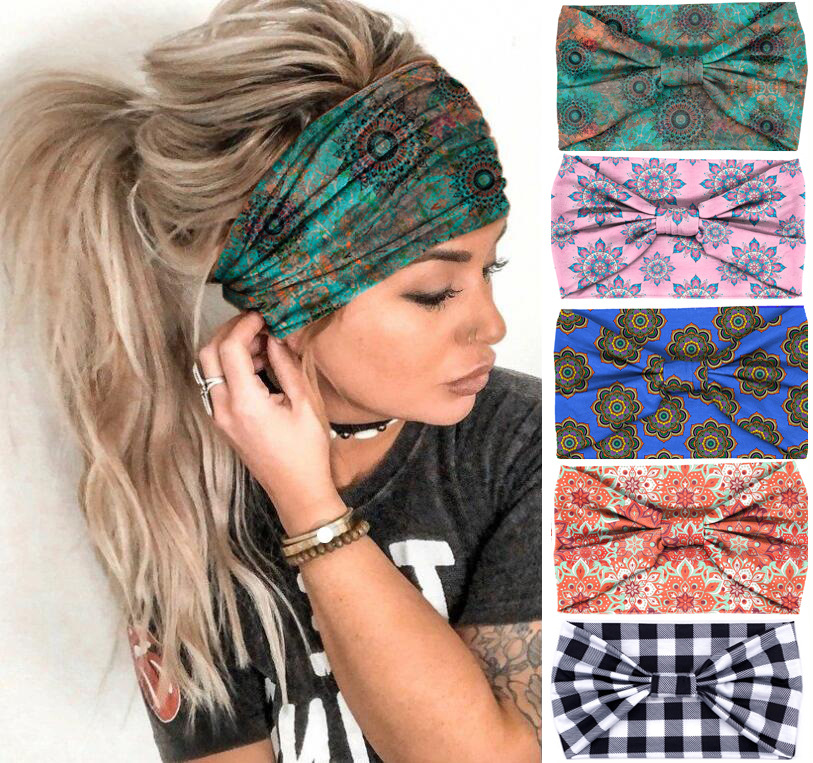 30g Weight Hair Band Hair Accessories Type 1 Piece Quantity Holiday, Street Occasion Plaid, Flower Pattern Women's Gender Printing Design Casual Style Women's Casual Plaid Flower Cloth Printing Hair Band 9