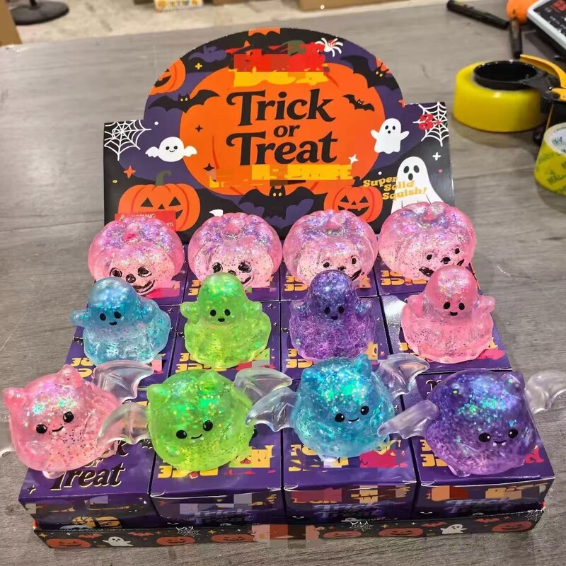 Cross-border Halloween Ghost-themed Squishy Toy with Pumpkin and Maltose, Slow Rebound Stress Relief Squeeze Creative Prank Toy