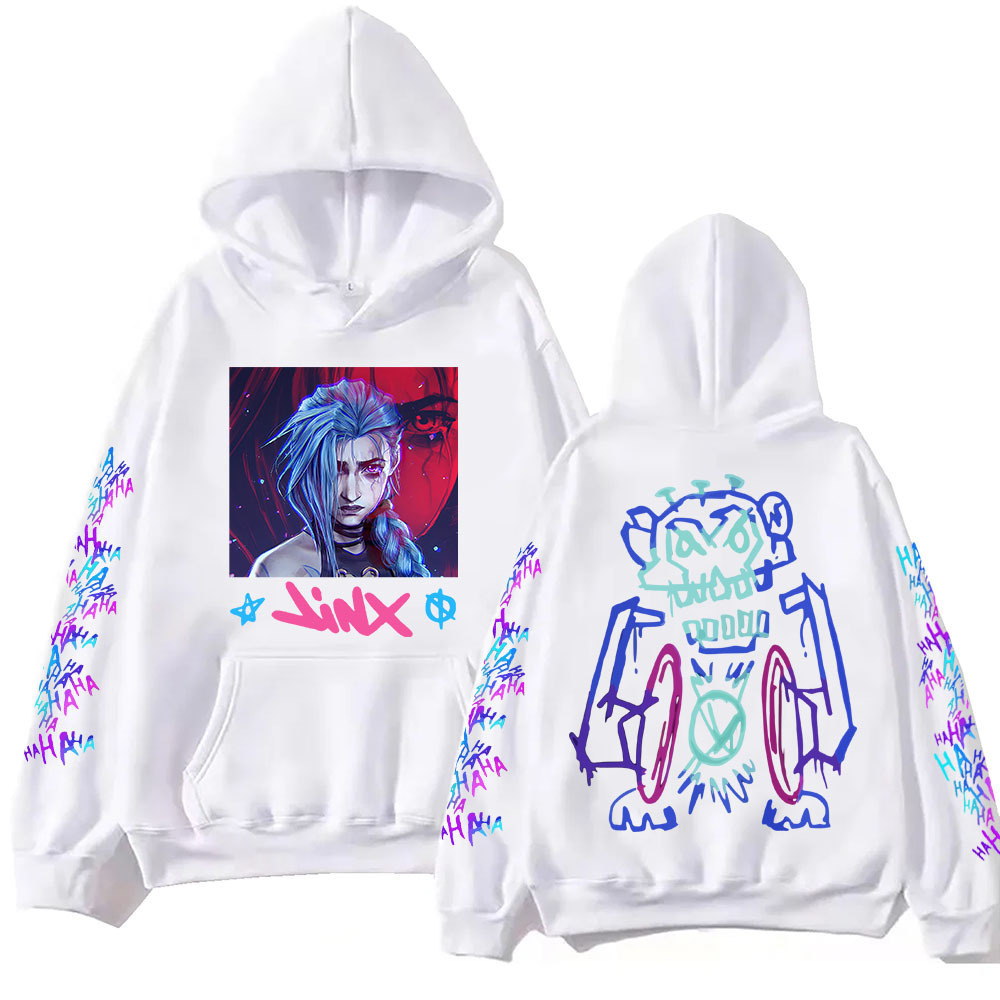 Hot Anime Arcane-Jinx Hoodie Harajuku Hip Hop Pullover Tops