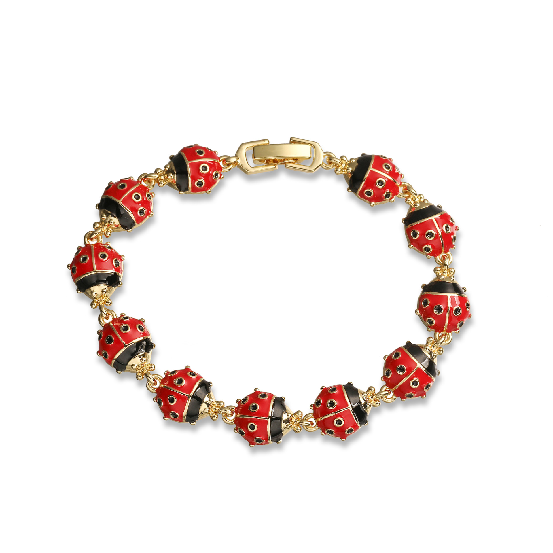 골드, 블랙, 레드 비틀 패치워크 브레이슬릿