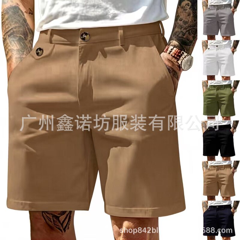 Amazon Cross-Border Men's Summer Solid Color Business Casual Shorts Outdoor Loose Sports Golf Shorts Amazon Cross-Border Men's Summer Solid Color Business Casual Shorts Outdoor Loose Sports Golf Shorts