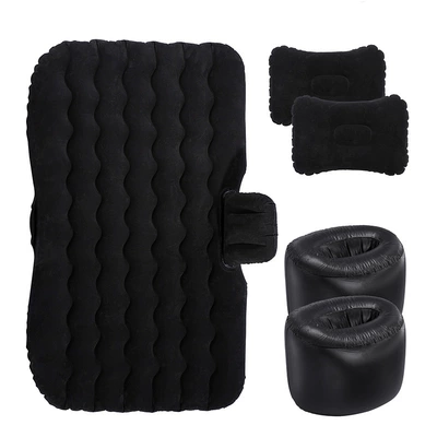 Car SUV Rear Seat Sleeping — Vehicle-mounted inflatable bed - flocking-wavy-double-pier-black