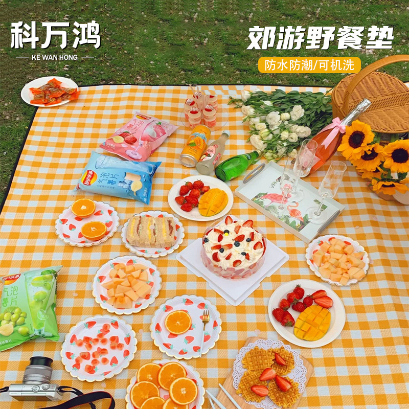 Ins Style Picnic Mat Spring Outing Moisture-proof Mat Thickened Outdoor Picnic Outdoor Mat Portable Waterproof Picnic Cloth
