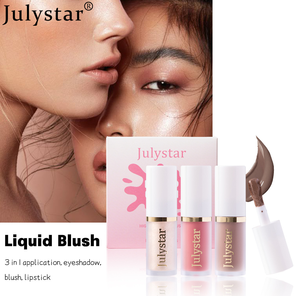 Julystar Facial Blush, Long-lasting Pearlescent Lip Brightening, Natural Highlight Contouring Liquid Set Wholesale undefined