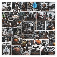 50张科幻金属风万圣节手账贴纸个性电脑水杯行李箱防水装饰贴画