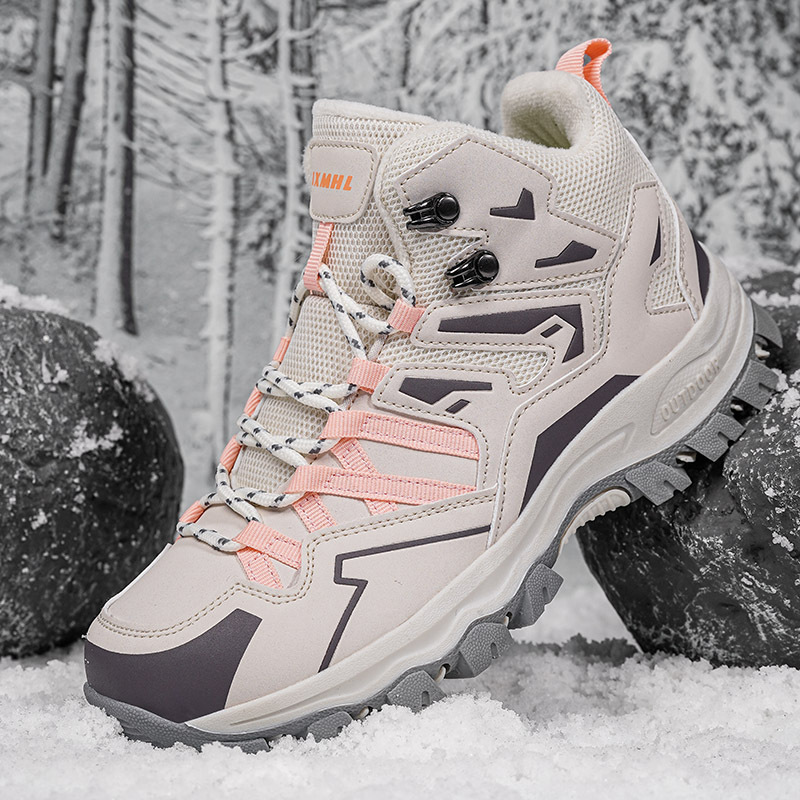 Otoño y invierno, zapatos de montaña de algodón para mujeres, pareja, montaña, senderismo de fondo, deporte de invierno, calentamiento más grueso.