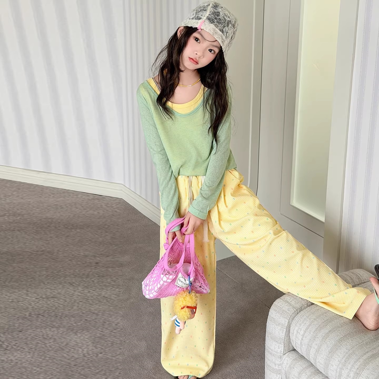 Girls' Spring and Autumn Korean Style Sun Protection Shirt 2026 New Dopamine Three-Piece Set, Super Cute Spring Clothes