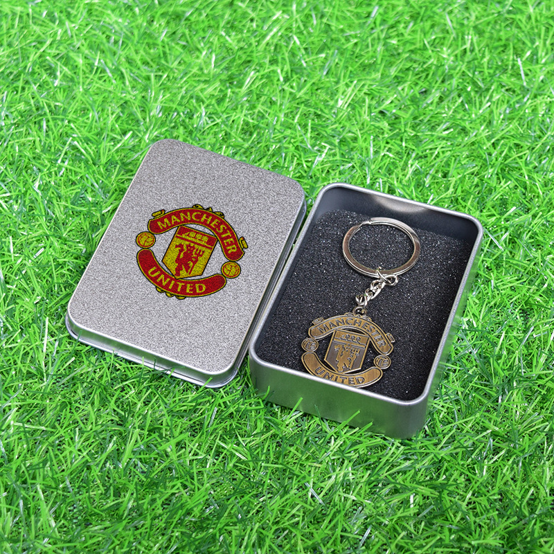 Club de fútbol insignia llavero Barcelona Real Madrid Manchester United AC Milan equipo militar tarjeta caja regalo