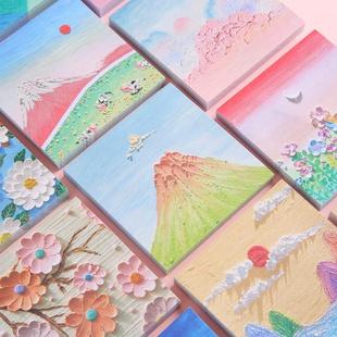 High-Quality Oil Painting Sticky Notes with a Three-Dimensional Feel, Adhesive Memo Pads, Small Notebooks, Study Trendy Korean-Style Cute Cards