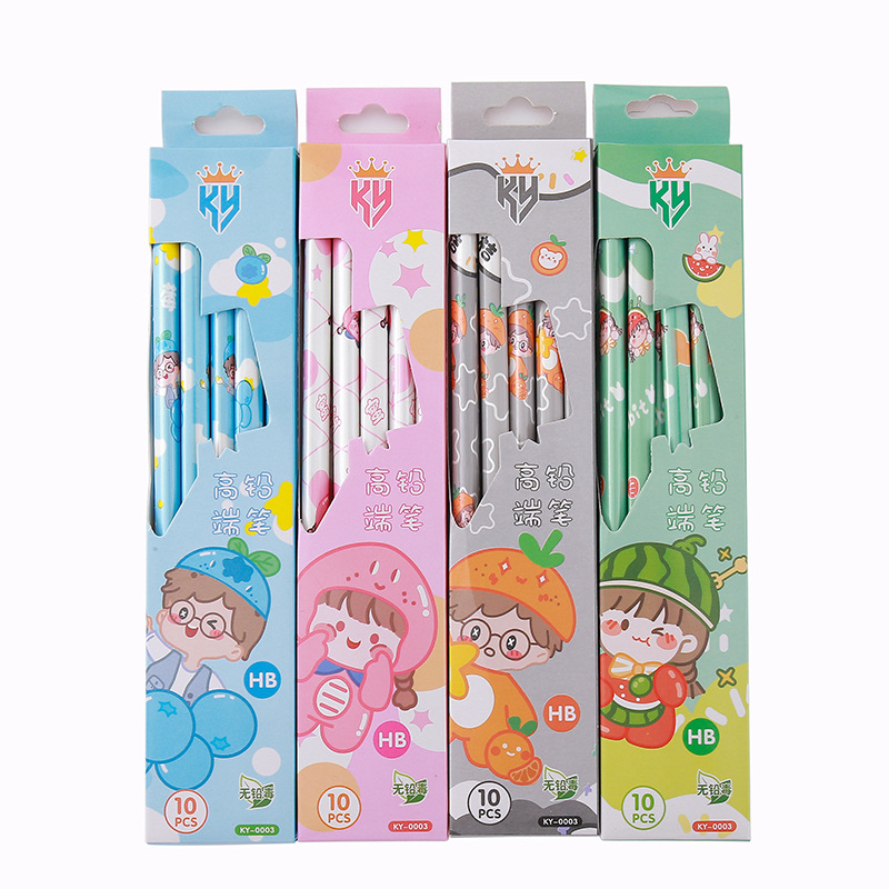 Lápices de caja de alto valor Papelería creativa Herramientas de escritura para estudiantes Práctica de caligrafía Lápiz de madera Lápiz triangular circular