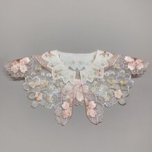 溢希绣品 汉服云肩唐装欧根纱底小童款娃娃领配饰 服装辅料花边
