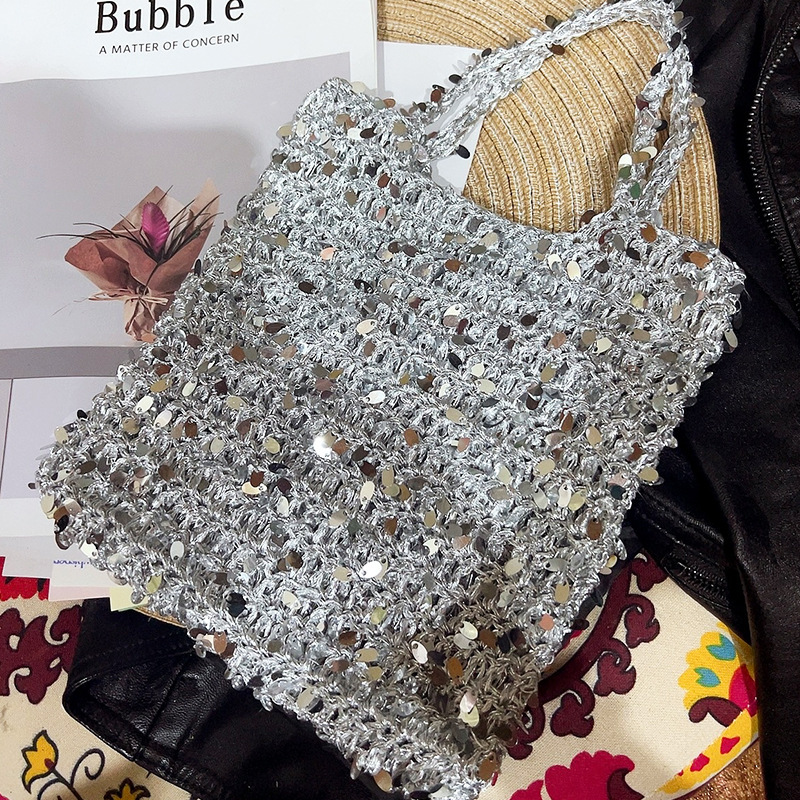 Silver thread companion wire 100g sequin yarn hand-woven mixed small silver bag broken silver bag bead yarn large sequin