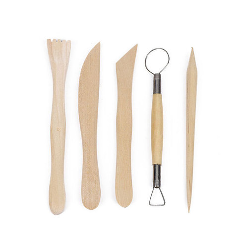 Soft clay clay sculpting knife 5-piece set wooden tool hand-made ultra-light clay space colored mud diy handmade clay tools