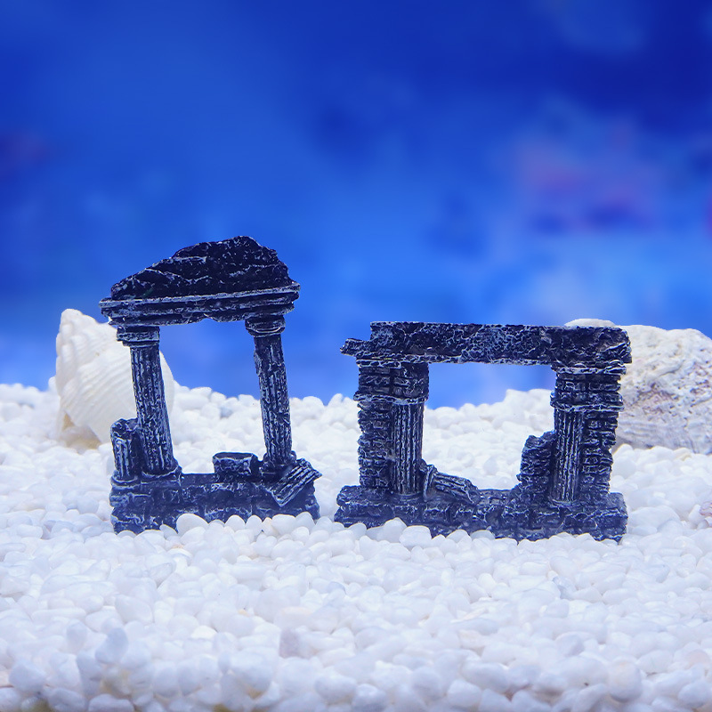 Doble columna romana resina musgo micro paisaje decoración peces tanque paisaje Decoración