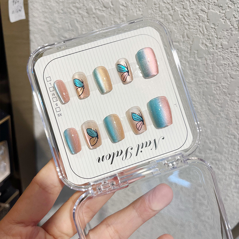 Cat's Eye Dressing Armor Removable Nail Nail Patch Rainbow Cat's Eye Butterfly French Nail Patch Ballet Armor