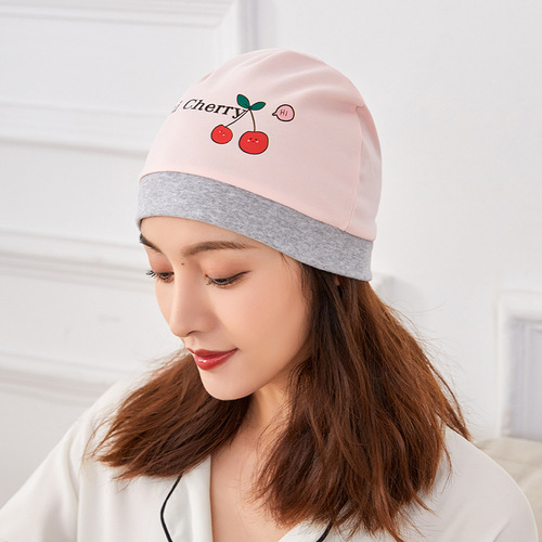 New style breathable cotton available for all seasons, maternity confinement scarf, fashionable and cute gray edge confinement hat and nightcap