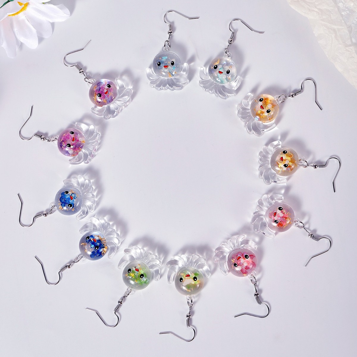 Wholesale Jewelry Cartoon Style Cute Octopus Plastic Resin Luminous Transparent Drop Earrings display picture 2