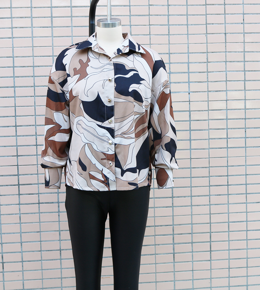 182g Weight Long Sleeve Sleeve Length Single Breasted Placket Type Regular Sleeve Sleeve Type Polyester Fabric Type Long Top Length Blouse Tops Type Holiday Occasion Shirt Collar Neckline Loose Fit Type Abstract Pattern Summer Season Women's Gender Vacation, Simple Style Style Wholesale Women's Vacation Simple Style Abstract Long Sleeve Blouses 13