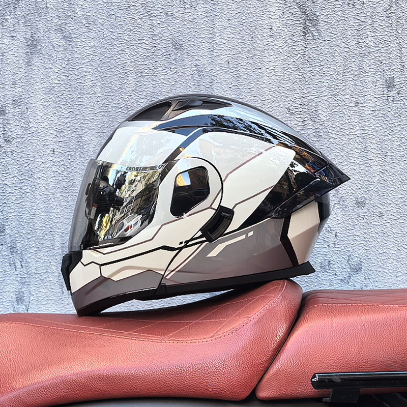 Orz casco de carcasa pequeña casco de cara a cara casco de motocicleta locomotora de doble lente hombres y mujeres de cuatro estaciones casco de crucero grande