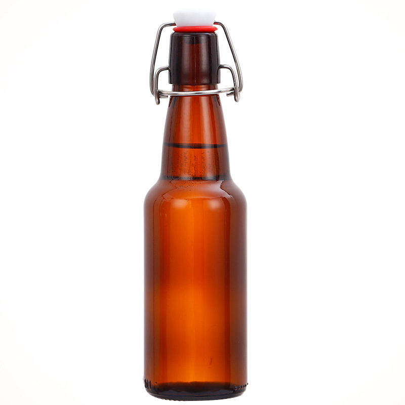 厂家定制卡扣玻璃瓶棕色压力摇摆盖啤酒瓶酵素瓶酒瓶空瓶支持开模