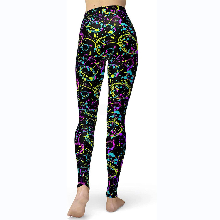 Abbigliamento da donna multicolore stampato slim fit fianchi sollevamento snellente grandi dimensioni corsa yoga fitness leggings_voghion.com