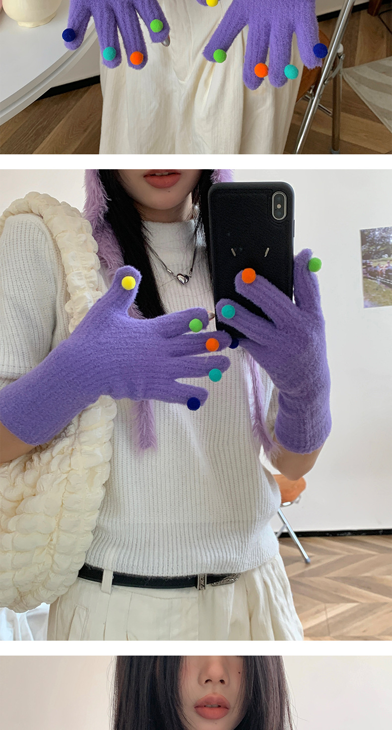 Plüschhandschuhe Mit Ball Damen Winter Warme Touchscreen Handschuhe_voghion.com