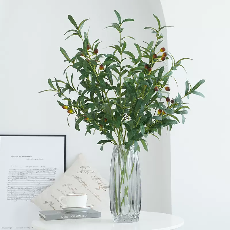 仿真植物十叉橄榄枝叶仿真花盆栽婚庆家居室内外装饰仿真绿植批发