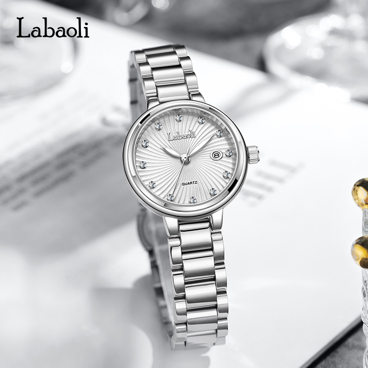 Labaoli Steel Strap Calendar Exquisite Elegant Beautiful Sparkling Quartz Waterproof Ladies' Women's Watch_voghion.com