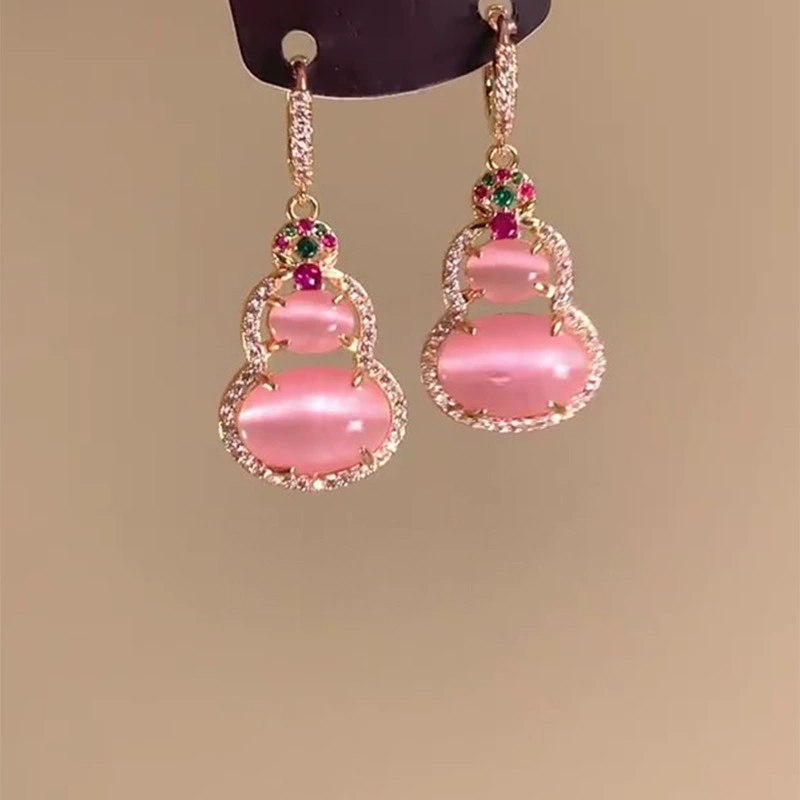 Pendant, fashionable red earrings, cat's eye, city style, high-quality style, light luxury style