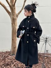韩系时髦潮款大衣女童中长款中大童时尚毛呢外套新款复古冬季