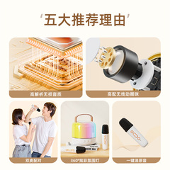 跨境K歌藍牙音箱家用無線K歌音響帶話筒戶外小型唱歌家庭KTV