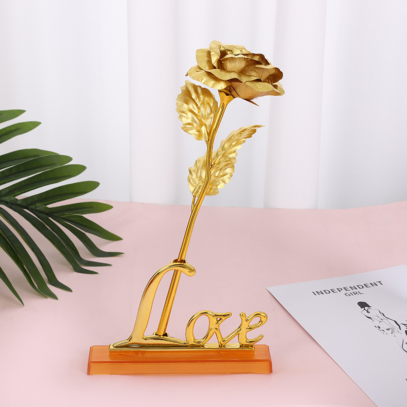 Rosa Dorada Artificial, Regalo para el Día de San Valentín o Qixi, Caja con Diseño de Cielo Estrellado, Adornos Creativos para Puestos Navideños