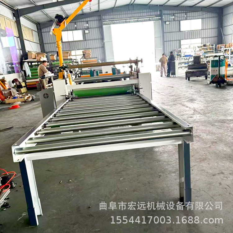 无纺布冷胶贴合机设备 涤纶大红色植绒布平贴机 密度板涂胶贴面机