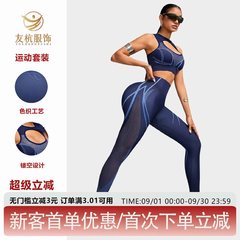 欧美运动套装瑜伽服女套装速干防震文胸高腰提臀跑步紧身裤短裤
