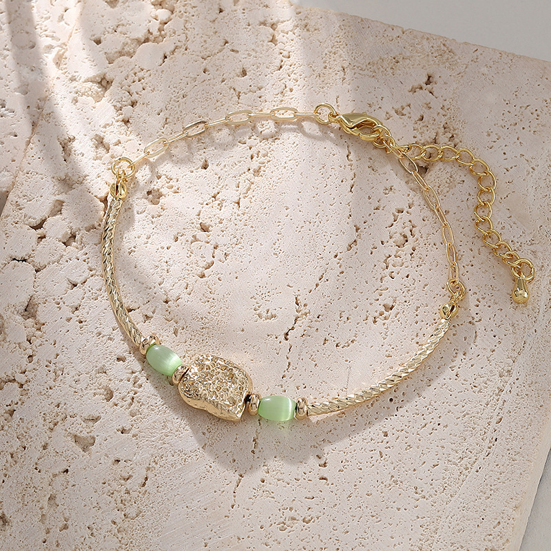 Popular pleated half ring bracelet ins niche design opal bracelet for women 2022 new bracelet