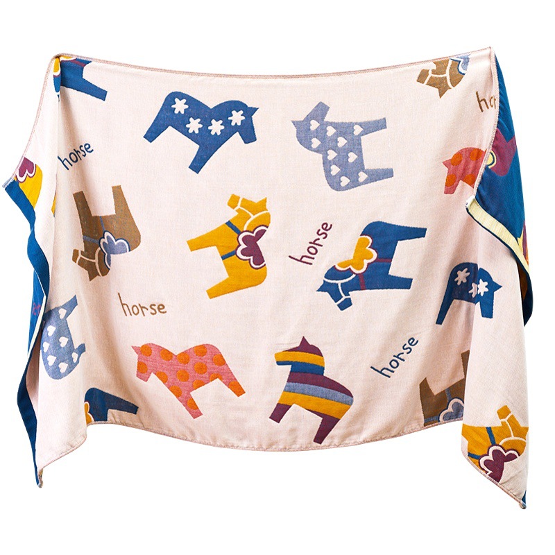 Oversized bath towel cotton four-layer gauze Multifunctional Sofa towel blanket adult lunch break blanket children's large wrap towel
