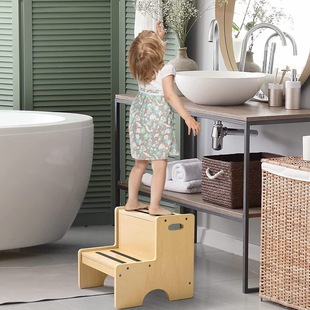 Children's footstool solid wood non-slip ladder step wash footstool baby home indoor shoe changing stool wholesale